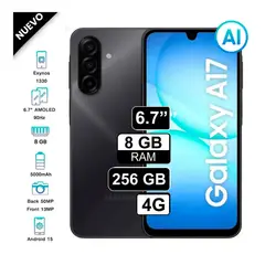 SAMSUNG - Samsung Galaxy A17 – Pantalla Super AMOLED de 6.7", Cámara de 50 MP y Batería de 5000 mAh