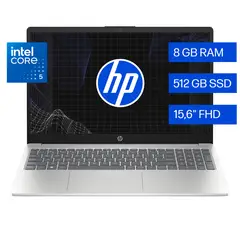 HP - Laptop Hp Intel Core 5 8gb Ram 512gb Ssd 15.6" Fhd Windows 11 Home 15-fd0350la