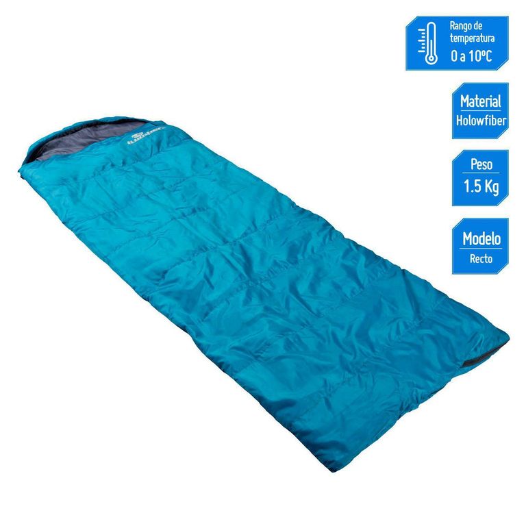 Bolsa de dormir Recto 220 cm 0°C a 10°C C-Gorro Turquesa
