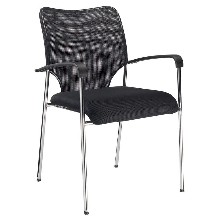 Silla de Oficina fija con base cromada Negro