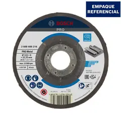 BOSCH - Disco Abrasivo Desbaste para acero 115 x 6 mm