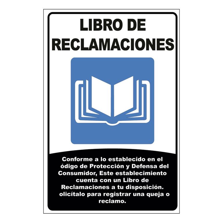 Señal de Libro Reclamacion 20x30 cm.