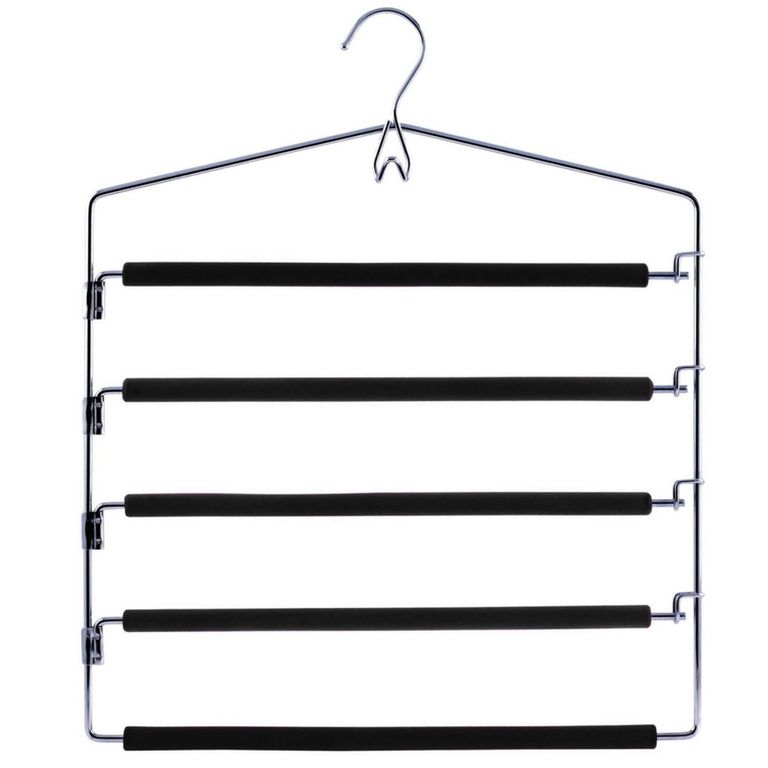 Colgador de Pantalones 5 Divisiones de Metal Negro