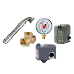 undefined - Manguera Flexible 1" + Automático de Presión Square-D 20-70PSI + Conector Bronce 5 Vias + Manómetro 0 - 6 Bar + Switch Presostato Mecánico