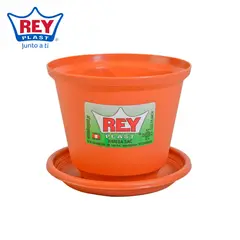 REYPLAST - Maceta Tulipan con Base N11 Naranja 10.5x8.5x