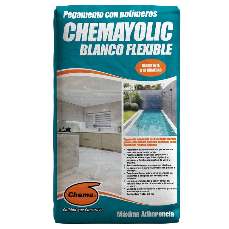 Pegamento para Cerámicas o Porcelanatos Chema Blanco Flexible 25kg