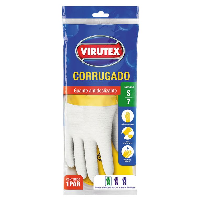 Guantes de Látex Corrugado Talla S - Amarillo