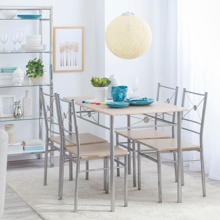 Juego de Comedor Brasilia 4 Sillas Beige