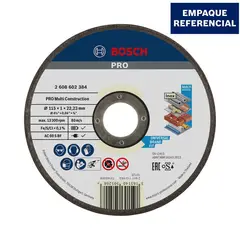 BOSCH - Disco Abrasivo de Corte Multiconstrucción 115 x 1.0 mm