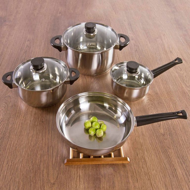 Set de Ollas Acero Inoxidable 7 Piezas