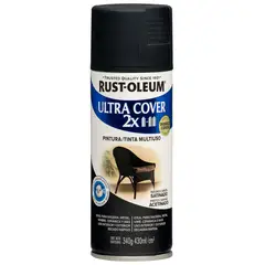 RUST OLEUM - Aerosol Multiusos Ultra Cover 2x Negro Cañón Satinado 340 Gr