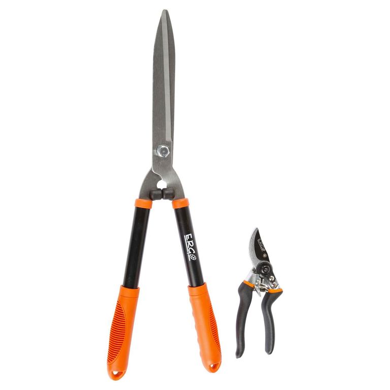 Set x 2 Tijeras para Podar Metal y PVC Negro y Naranja