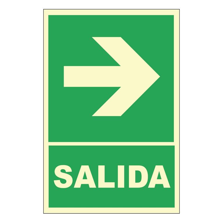 Señal de Salida Derecha Fotoluminiscente 15x22.5 cm.
