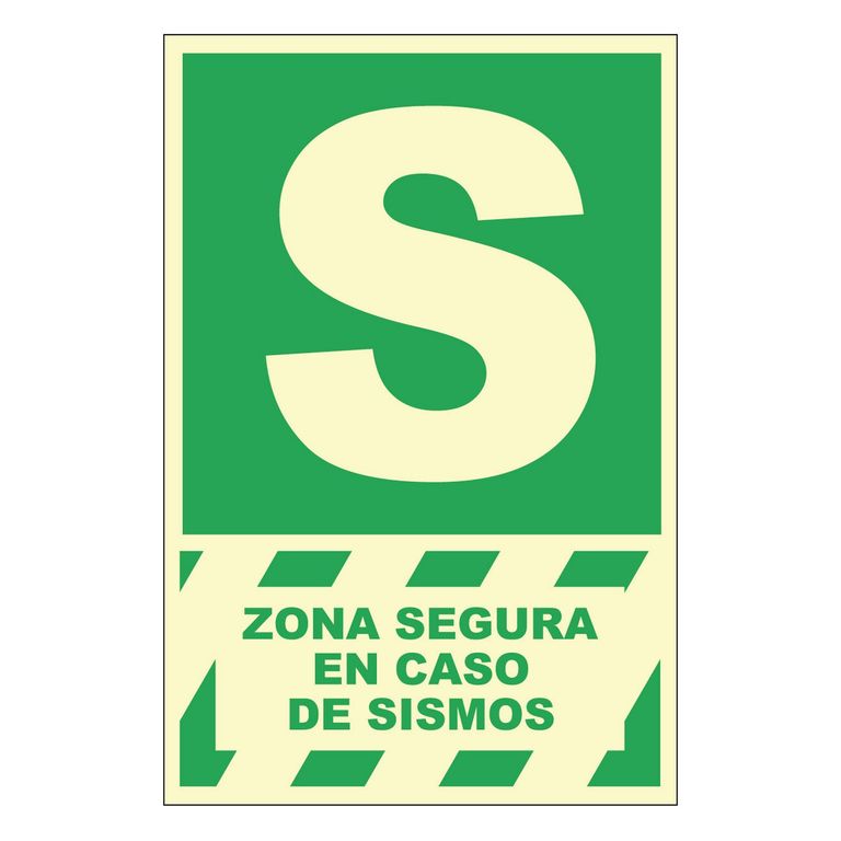 Señal de Zona Segura Fotoluminiscente 15x22.5 cm.