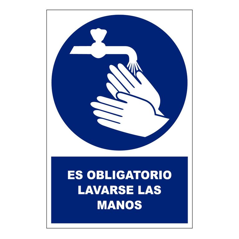 Señal de Obligatorio Lavarse las Manos 20x30 cm.