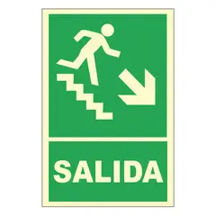 FIXSER - Señal de Escalera Abajo Derecha Fotoluminiscente 20x30 cm.