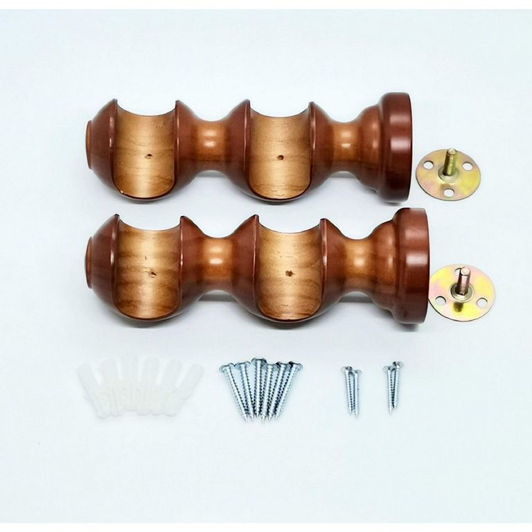 Soporte doble Muro madera chocolate 28/28mm (2un)