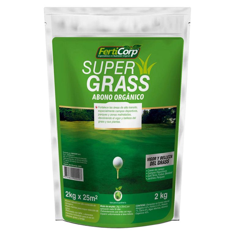 Abono Orgánico Super Grass 2 kg Abono natural con alto contenido de nitrógeno 21 cm5 cm24 cm