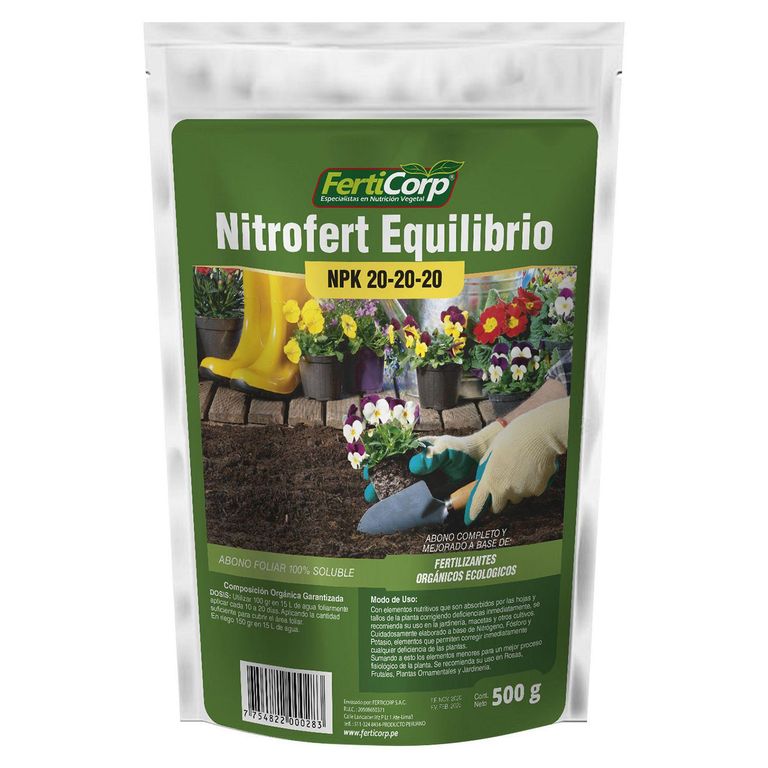 Fertilizante Orgánico Nitrofert 20-20-20 500gr