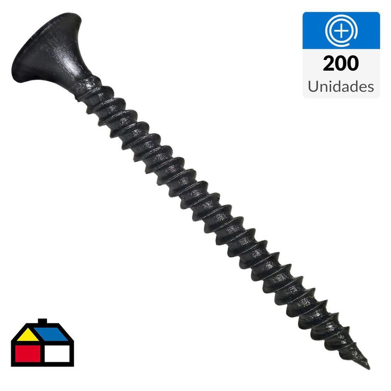 Tornillo Volcanita Punta Fina 6x1 5/8" x 200 unid