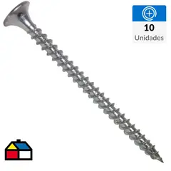 FIXSER - Tornillo Volcanita Punta Fina 6x2" ZBR x 10 unid