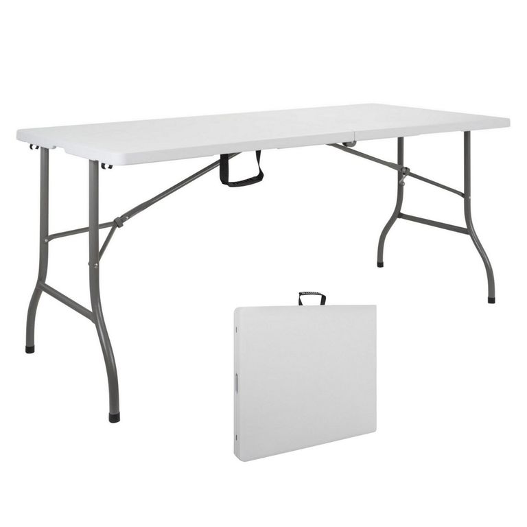 Mesa Plegable Rectangular Blanca 152x70x74 Cm