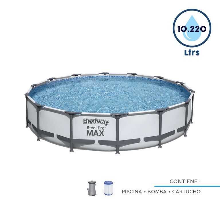 Piscina Estructural Redonda con Bomba Bestway Steel Pro 427x84cm 10220l