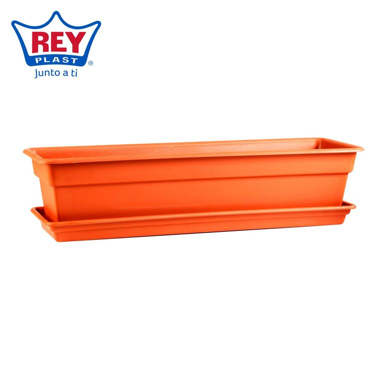 Maceta Durakotta Rectangular con Base Naranja 60.8x14.7x