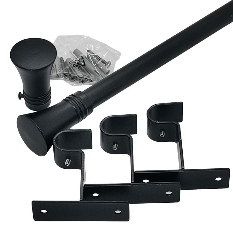 Set cortinero fierro negro 19mm 2.00m