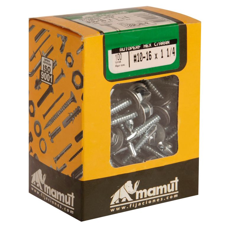 Tornillo Autorroscante Hexagonal 10x1 1/4" x 100 Unid