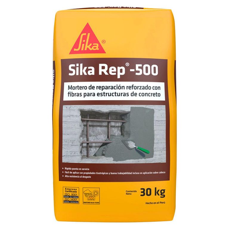 Mortero de Reparación Reforzado con Fibras SikaRep-500 x 30kg