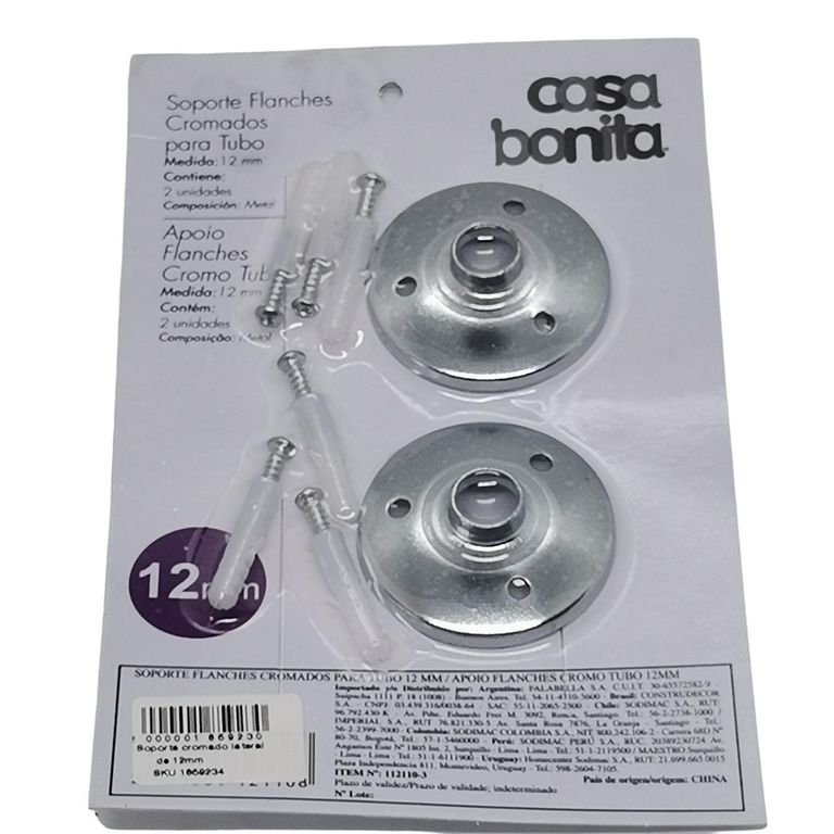 Soporte Lateral cromado 12mm (2un)