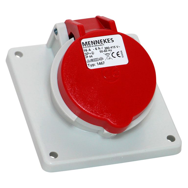 Toma Empotrable 16AMP 3P+T 415V Rojo 6H IP44