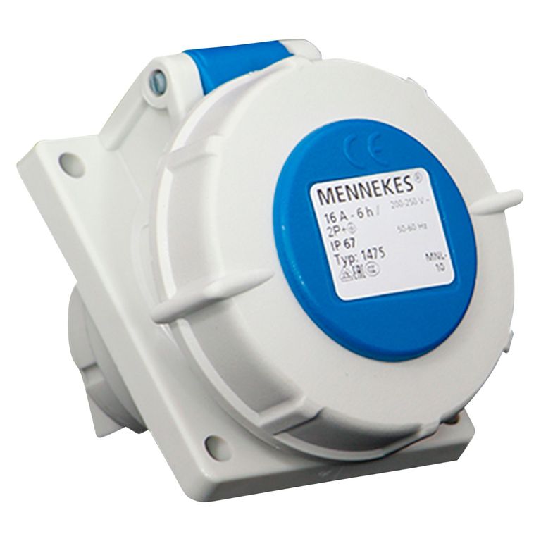 Toma Empotrable 16AMP 2P+T 250V Azul 6H IP67