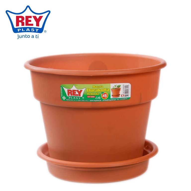 Maceta Durakotta con Base Naranja 22.5x18x