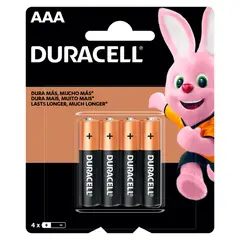 DURACELL - Pack de 4 pilas alcalinas AAA 1.5V