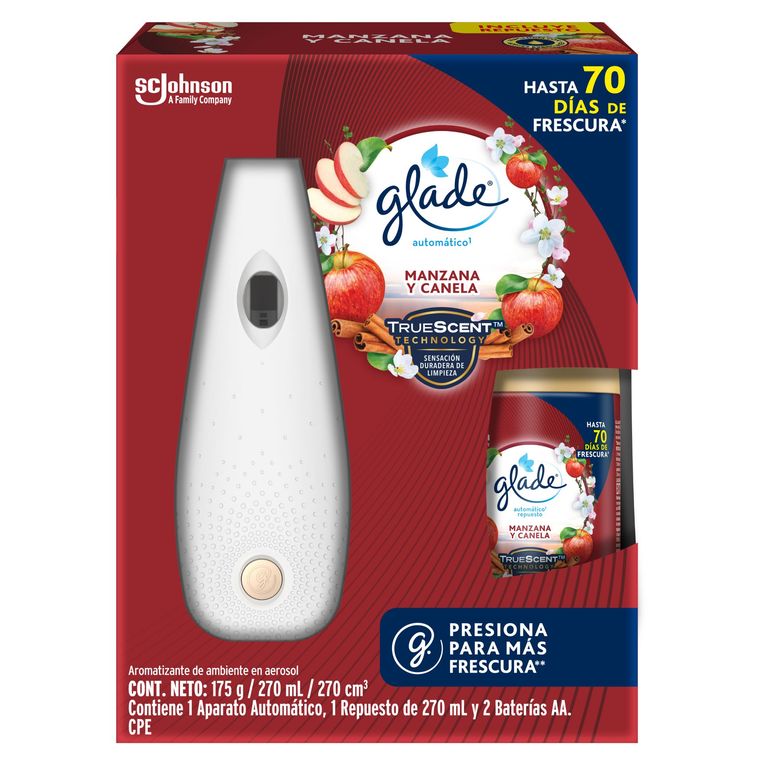 Ambientador Automático Glade Manzana y Canela con repuesto 270 ml