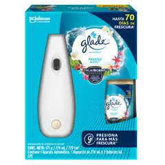 GLADE - Ambientador Automático Paraíso Azul con repuesto 270 ml