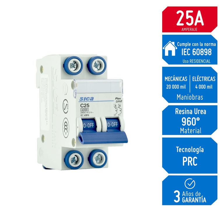 Interruptor Termomagnético 2x25A Sica
