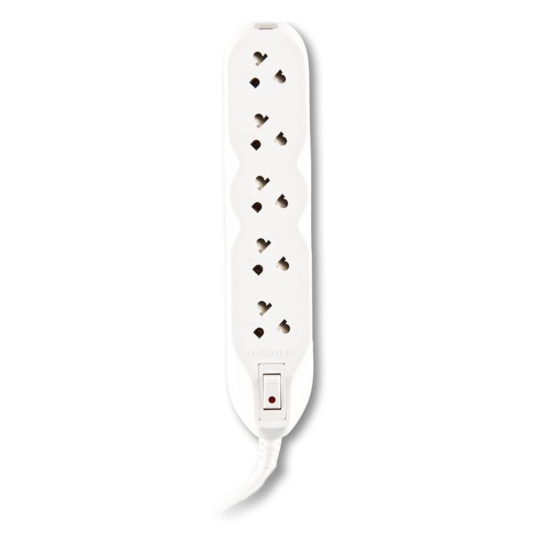 Extensión 5 Tomas Universal + Tierra 3 Metros Blanco
