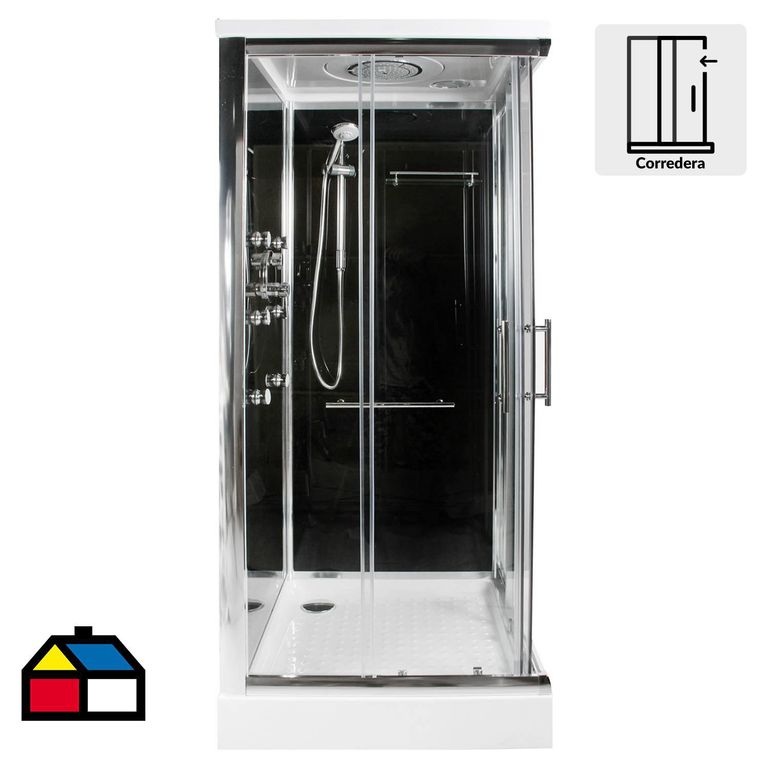 Cabina de Ducha Cuadrada 90x90x218cm Negra