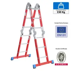 UBERMANN - Escalera Fibra de Vidrio Multiposición 12 Pasos