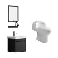 SENSI DACQUA - WC Inodoro One Piece Lara Plus Blanco + Combo Raymond Vanitorio + Espejo