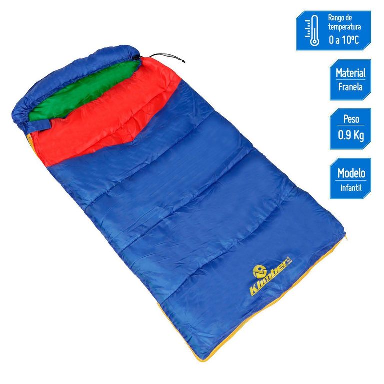 Bolsa de dormir Recto 140 cm 0°C a 10°C Infantil Azul