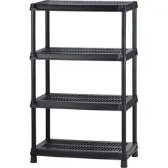 RIMAX - Estante Plástico 4 Niveles 148x91x45cm Negro 280kg