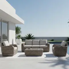 JUST HOME COLLECTION - Juego de Living de Terraza Asturia 5 Personas Café