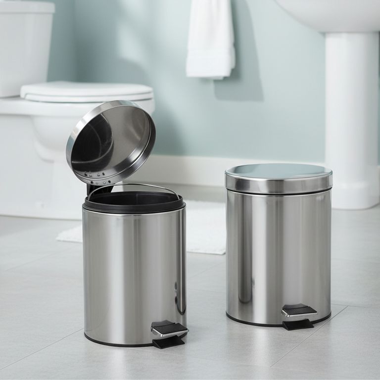 Set Papeleras Redondas de Metal con Pedal 5L