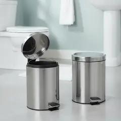 JUST HOME COLLECTION - Set Papeleras Redondas de Metal con Pedal 5L