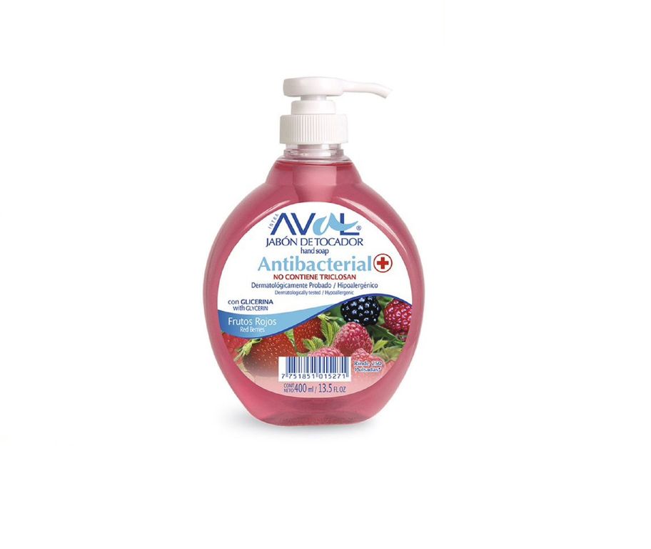 Jabón Líquido Antibacterial Frutos Rojos Aval 400Ml