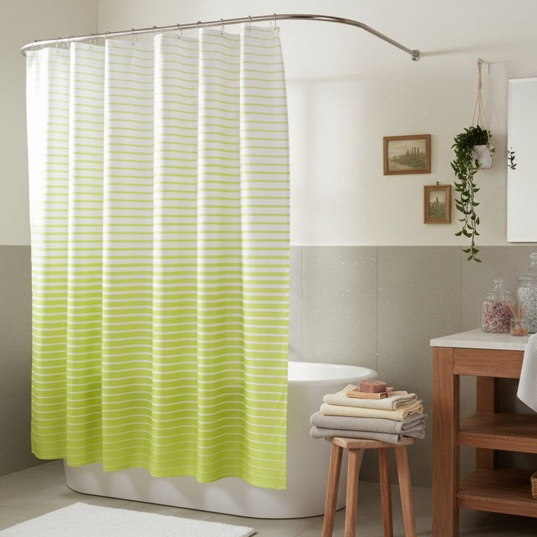 Cortina de Baño Rayas Estampadas 180x180cm Verde